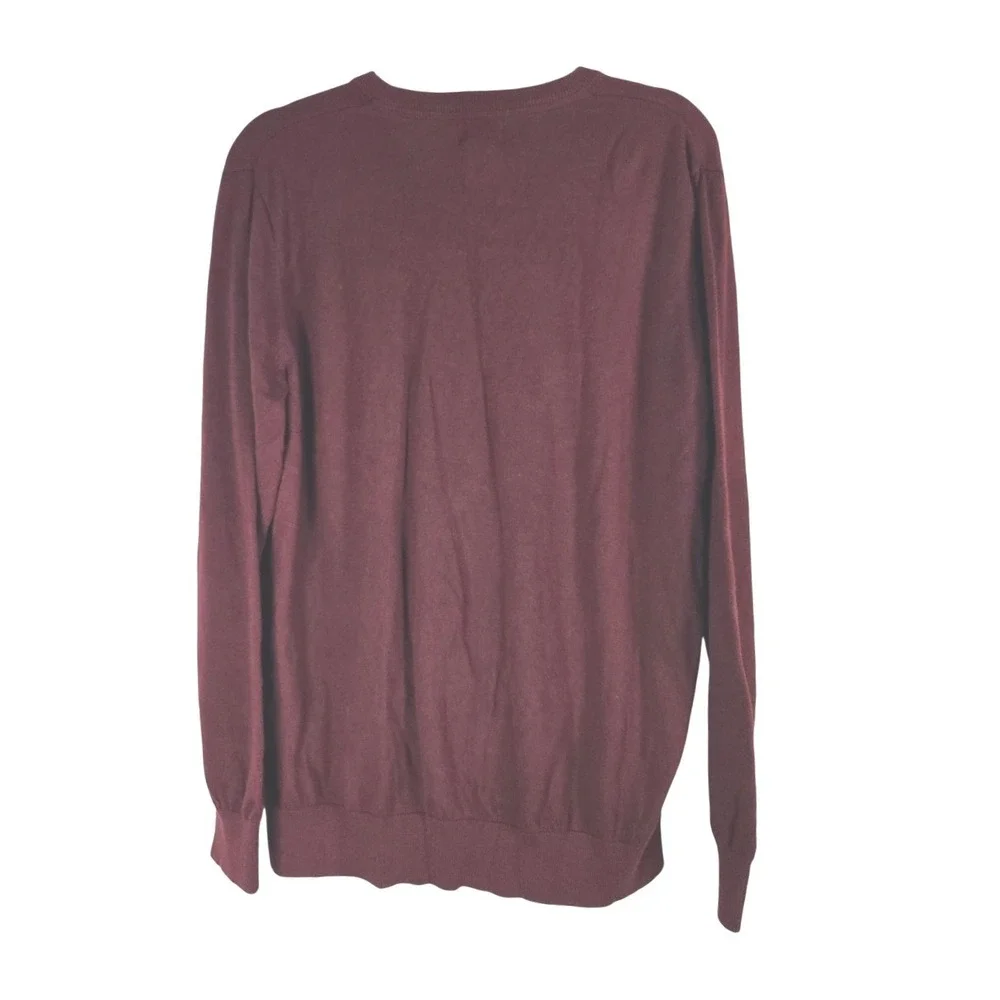 L.L.Bean Men's XL Regular V-Neck Cotton Cashmere Sweater Maroon Burgundy‎
